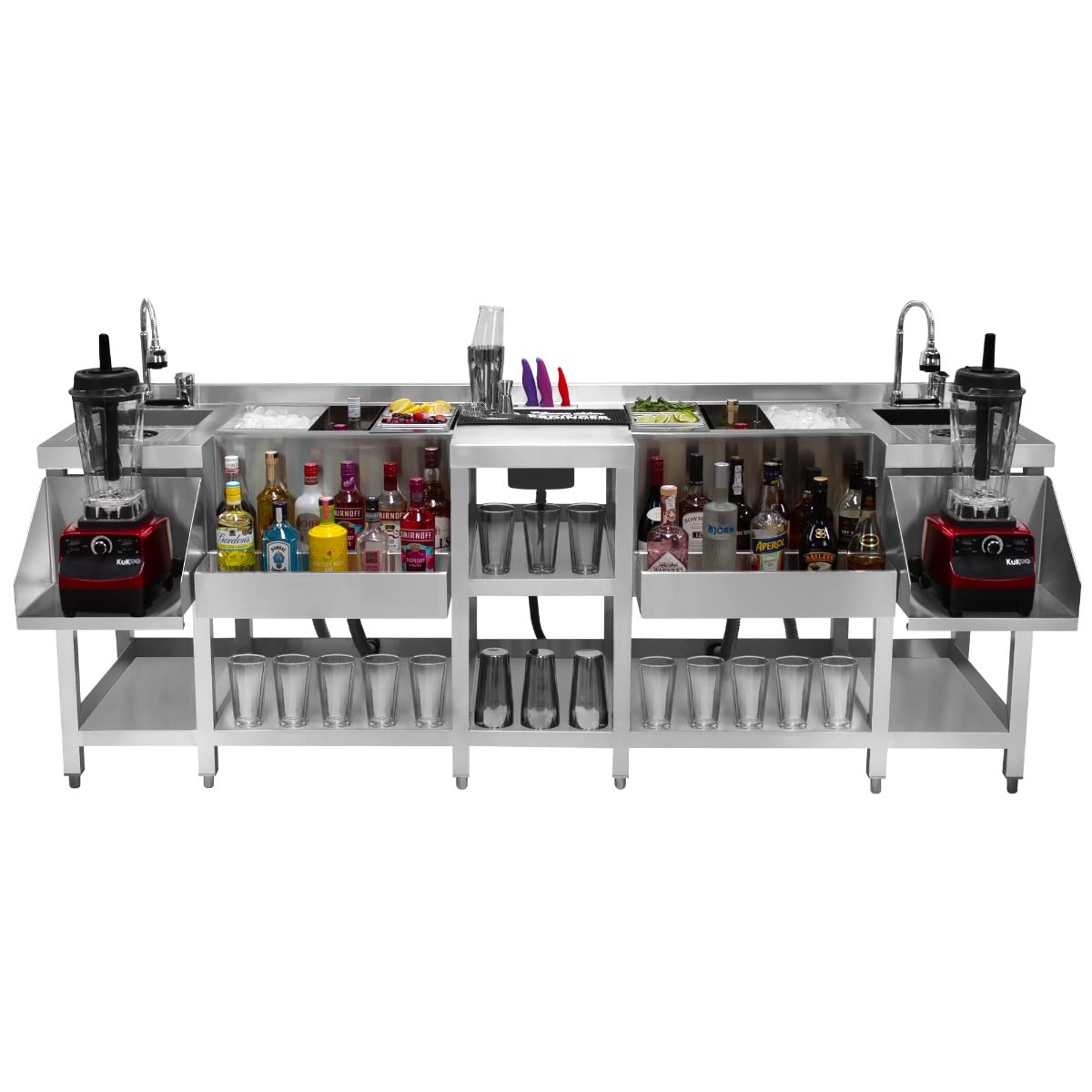 Station Bar à Cocktail Pro MONSTERSHOP - Inox 304, 91L, 152cm
