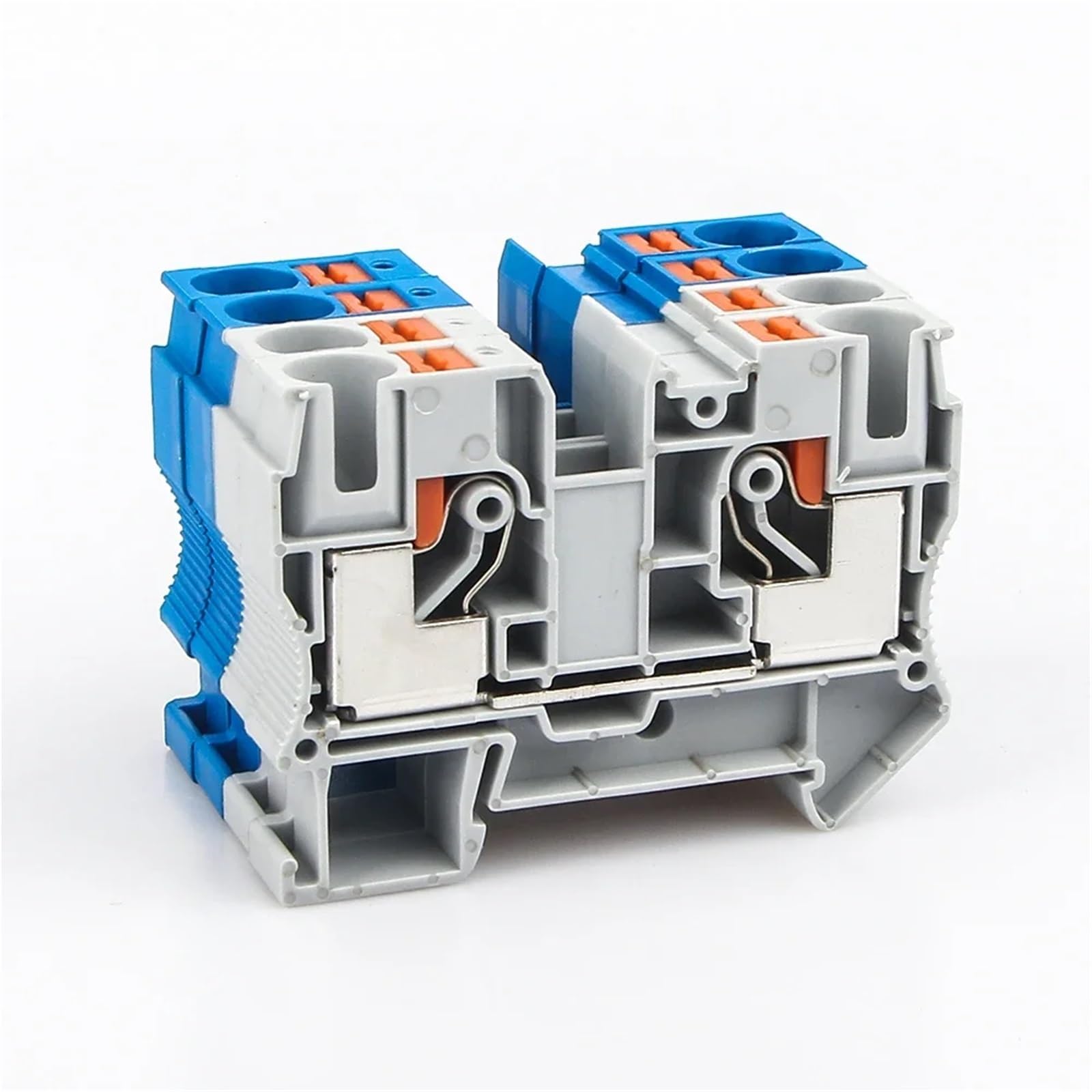 Morsettiera DIN PT-10 da 10 pezzi, 600 V, 24 A, con connettore a molla a pressione for cablaggio industriale, passante, senza viti, PA66(Gray)