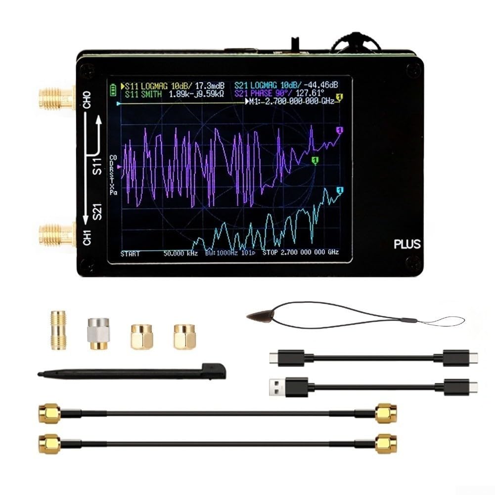 Analizador de red vectorial NanoVNA de alta precisión con pantalla táctil de 2,8'' y 80 dB