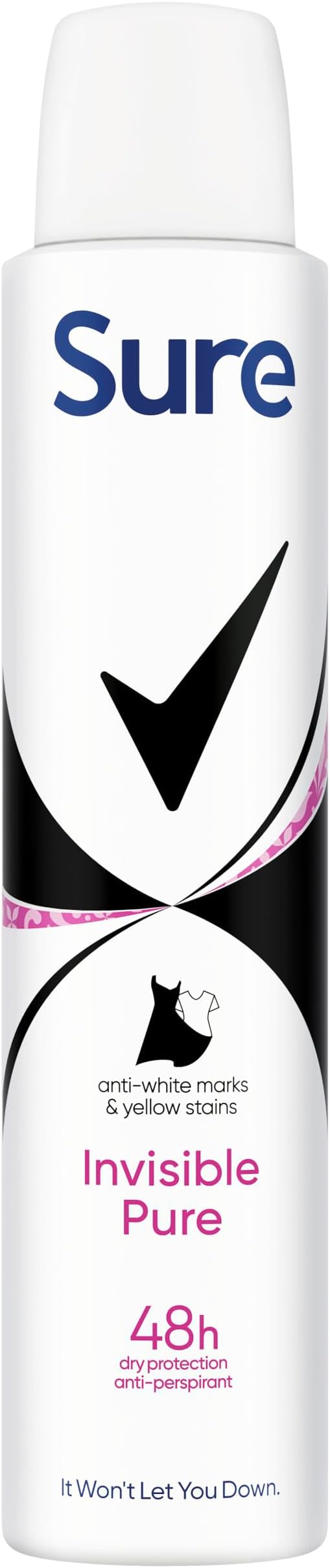 Invisible Pure Anti-Perspirant Aerosol Women's Deodorant Spray that protects against white marks and yellow stains for 48 hour protection against sweat and odour 6x 200 ml