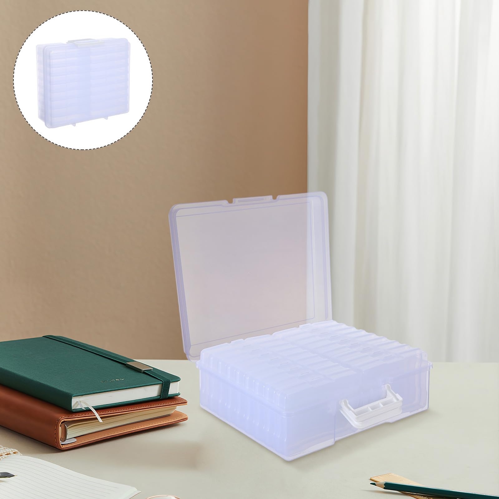 GALPADA Aufbewahrungsbox für Bilder aus Kunststoff mit 18 Innentaschen und Griff Leichte Tragbare Fotoaufbewahrungsbox im Modernen Design für Büro und Zuhause