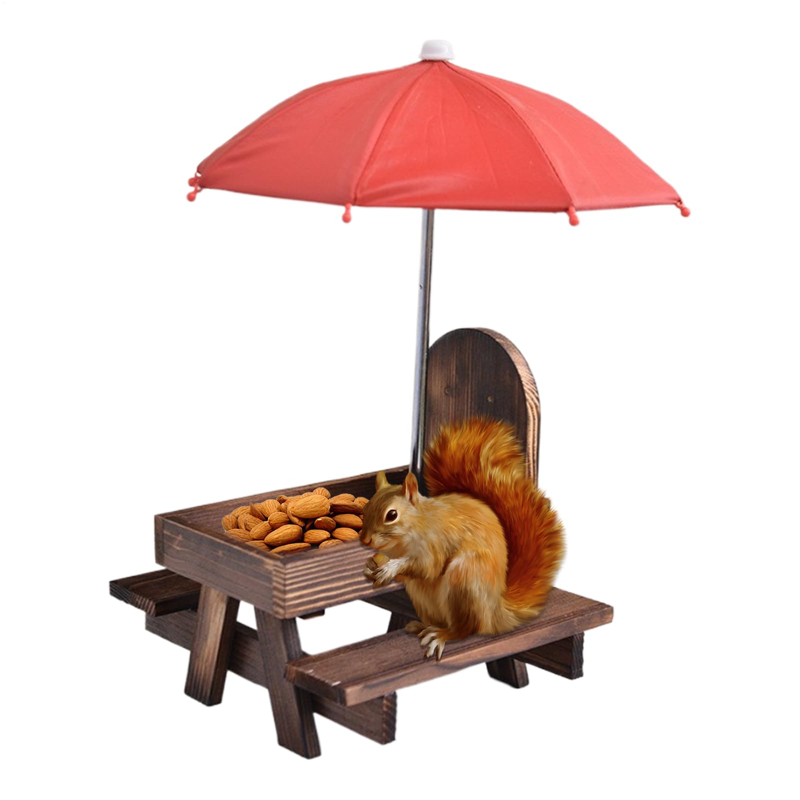 Mangeoire pour écureuils de jardin avec support de maïs et parapluie