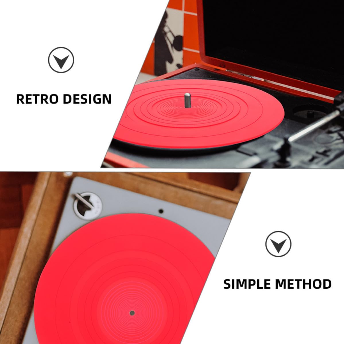 Didiseaon Tappetino 2 per Rosso in Silicone Antistatico Protezione Delicata per Dischi in Vinile, per Dj e Appassionati di