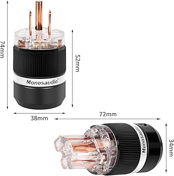 Amazon | Monosaudio オーディオ用電源プラグ 純銅 3ピン 電源コネクタ