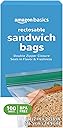 Amazon Basics Amazon Basics Reclosable Sandwich Double Zipper Storage Bags, 100 Count, Pack of 1