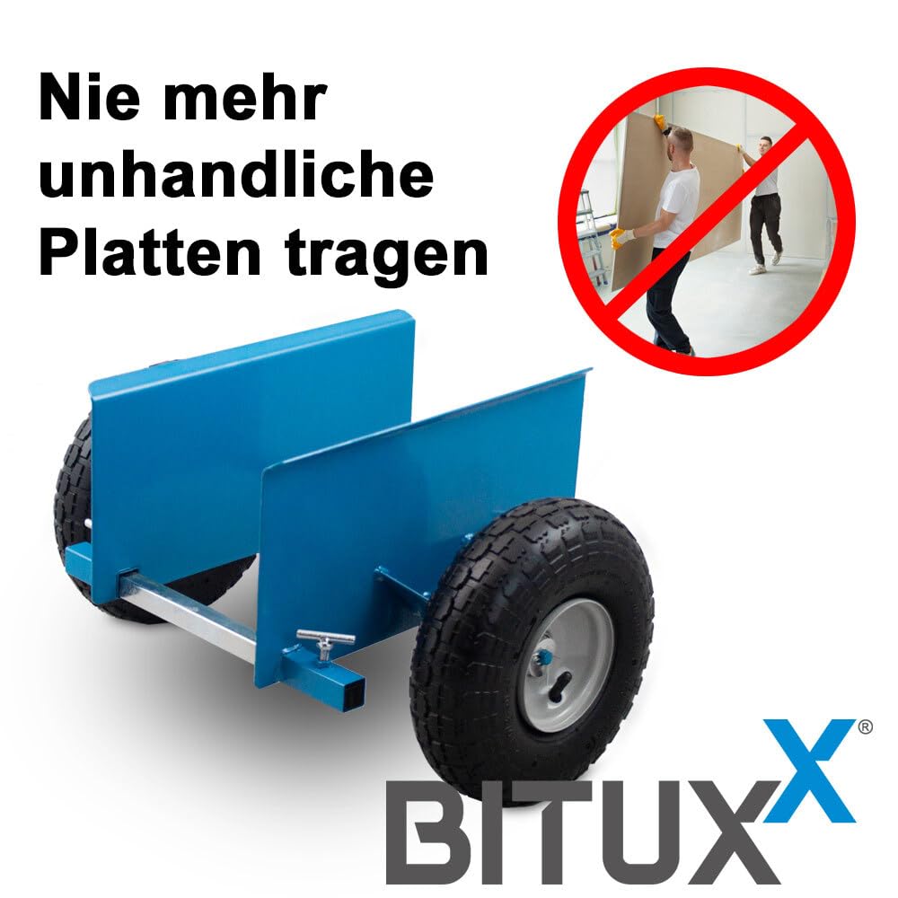 Bituxx Plattenroller Plattenklemmwagen Plattenkarren Transportwagen Plattenwagen Transporthilfe Trockenbau Rollwagen bis 275Kg