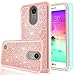 LG K20 Plus case, LG K20 / LG K20 V/LG Harmony/LG K10 2017 / LG LV5/ LG Grace Case with 2PCS Tempered Glass Screen Protector, LeYi Glitter Bling Girls Women Phone Case for LG K20 Plus TP Rose Gold