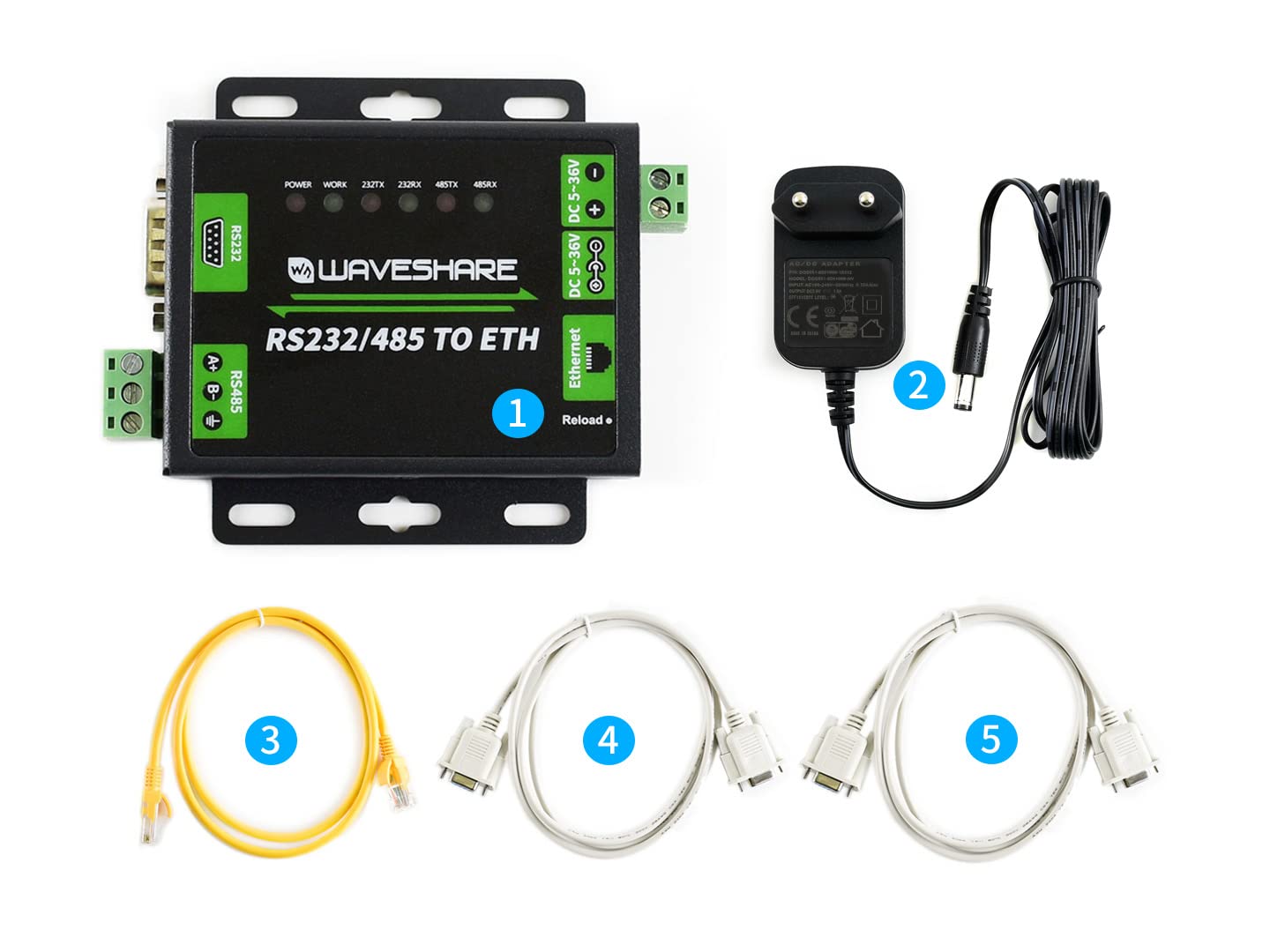 Waveshare Industrial Converter RS232 or RS485 to Ethernet Enables Bi-Directional Transparent Data Transmission
