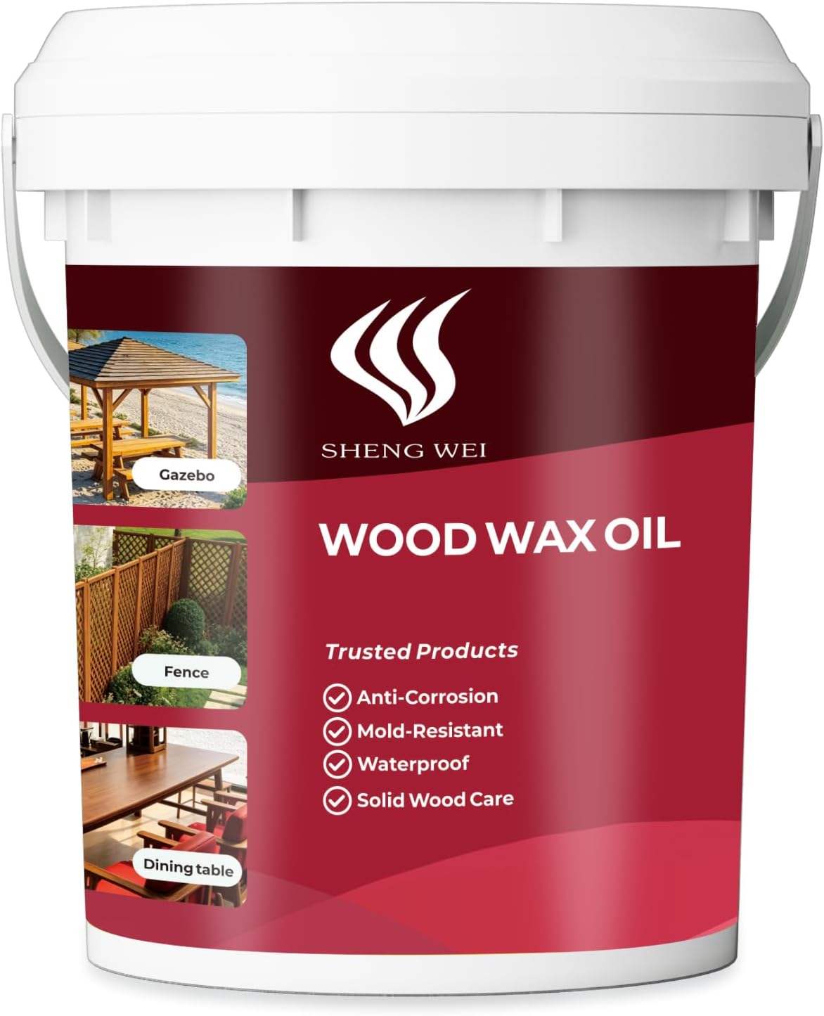 floor paint outdoor wood wax oil-3gallon, waterproof and weatherproof, high-gloss wood topcoat，Covering 145 square meters
