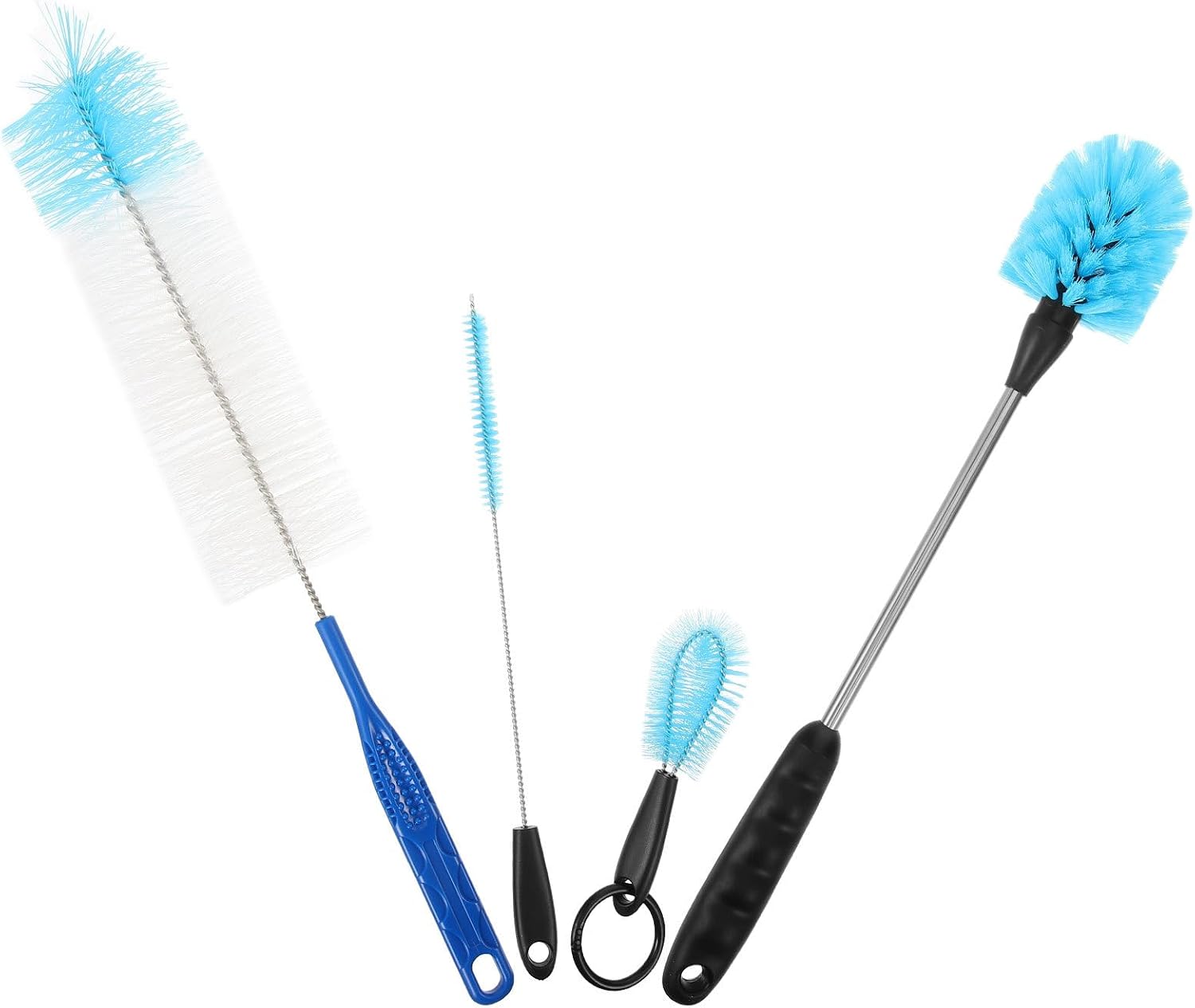 4pcs Bottle Brush Set with 3 Cup Brushes and 1 Dual-Color Straw Cleaner for Bottles Tumblers and Narrow Neck Cups Household Cleaning Tool