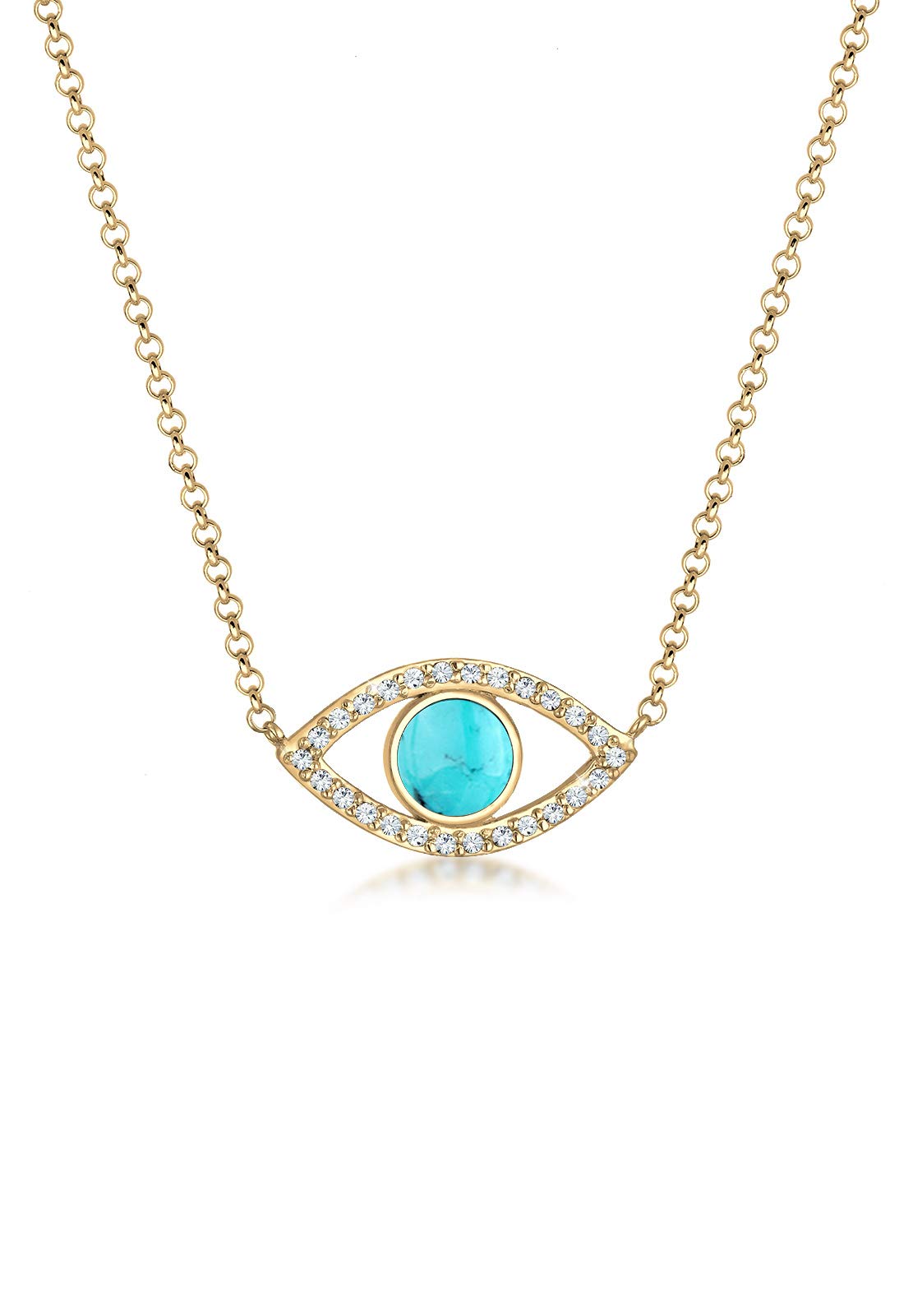 Elli Necklace Evil Eye Talisman Howlite Crystals 925 Sterling Silver Gold-Plated