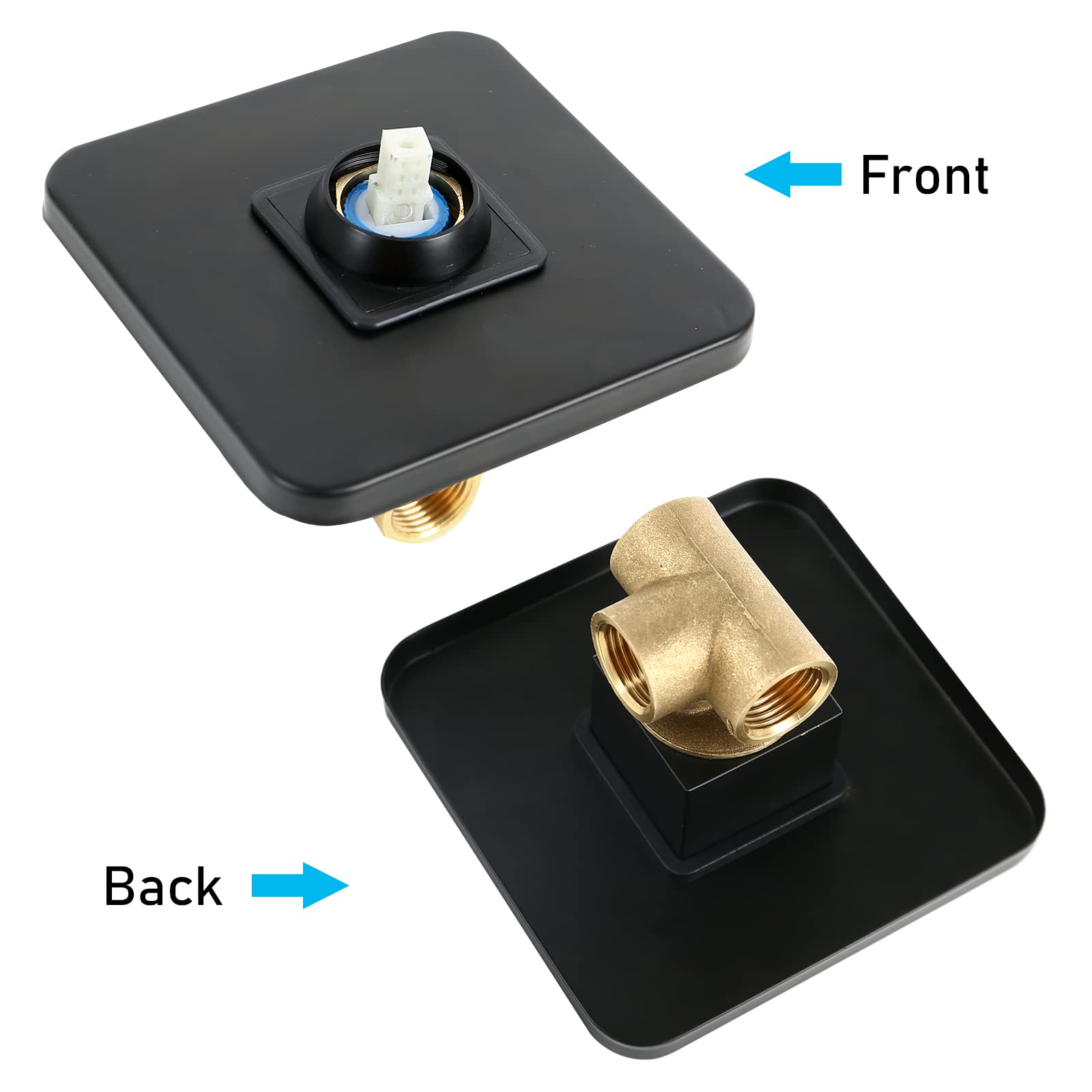 Flush-Mounted Shower Mixer Tap Flush-Mounted Shower Bathroom Flush-Mounted Bath Mixer Fitting Pre-Assembled Set Tap Single Lever Mixer Flush-Mounted for Shower (Black) - Image 4
