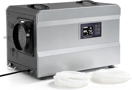 145 Pints Commercial Dehumidifier with Pump & Drain Hose, Large Dehumidifier for 1600 Sq. Ft Basements, Crawl Spaces, Industrial & Whole House, Auto Defrost, Washable Filter