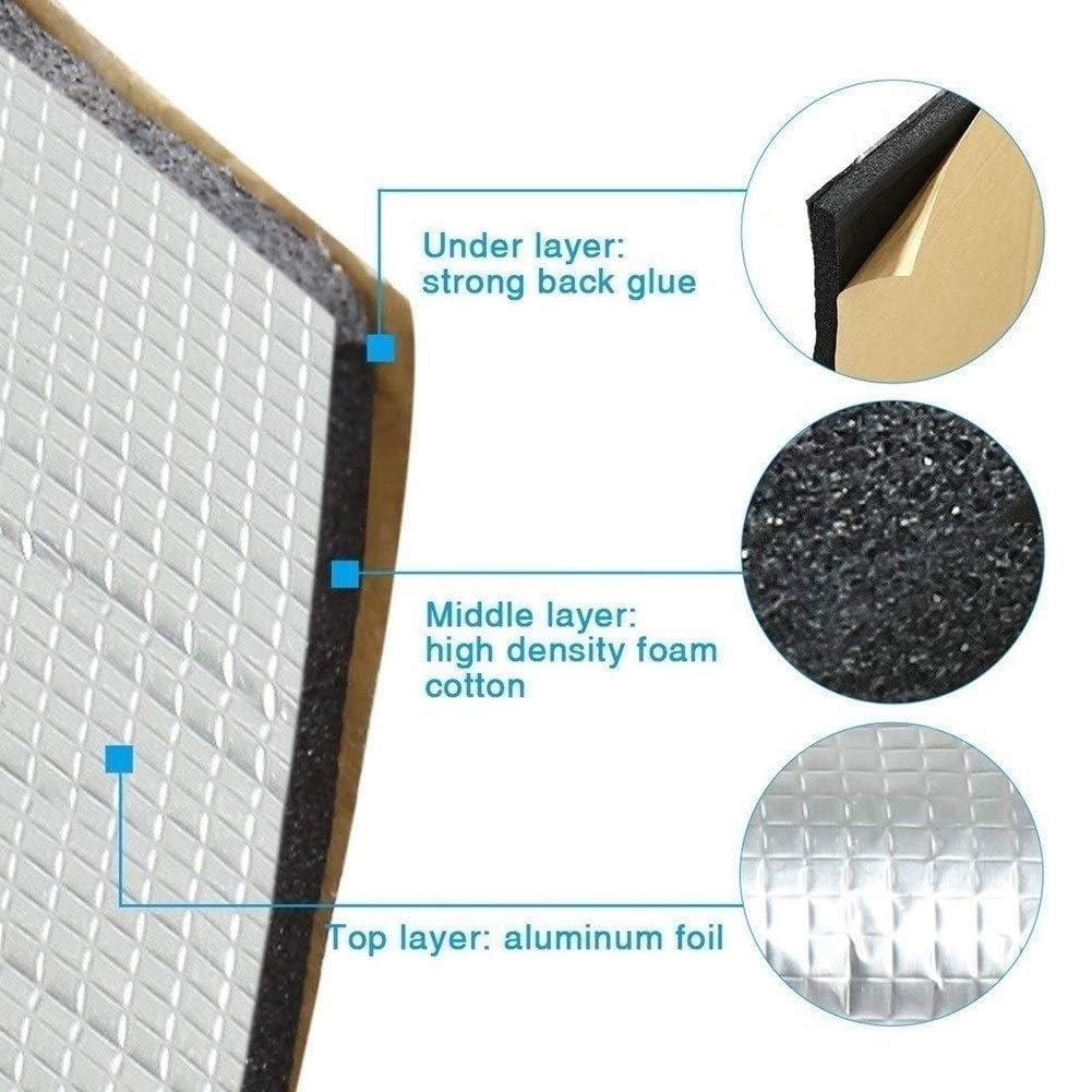 LSXIAO Aislamiento Acústico/Aislamiento Térmico De Algodón, Almohadilla De Algodón De 5mm De Espesor Película De Papel De Aluminio Impermeable Incombustible Compresiva Con Adhesivo
