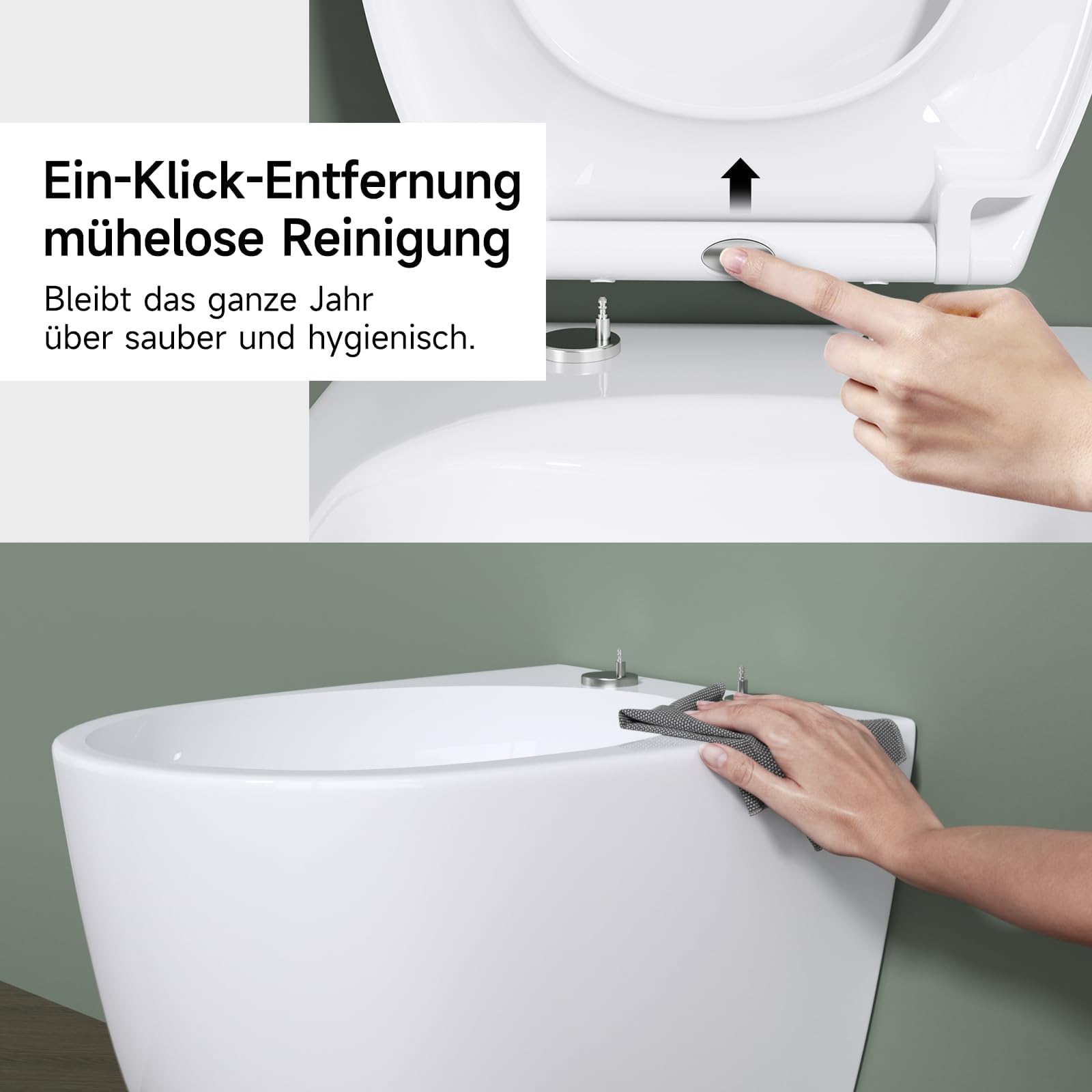 Rainsworth Nano Glaze deska klozetowa w kształcie O,Urea, wolnoopadająca, ergonomicznie zaprojektowana, antybakteryjna, uniwersalna deska sedesowa
