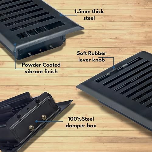 Miniatura 9 de Sierra Grates Precision Flow Registro de piso de acero de 4 x 14 pulgadas, diseño contemporáneo, acabado de bronce metálico, cubiertas de