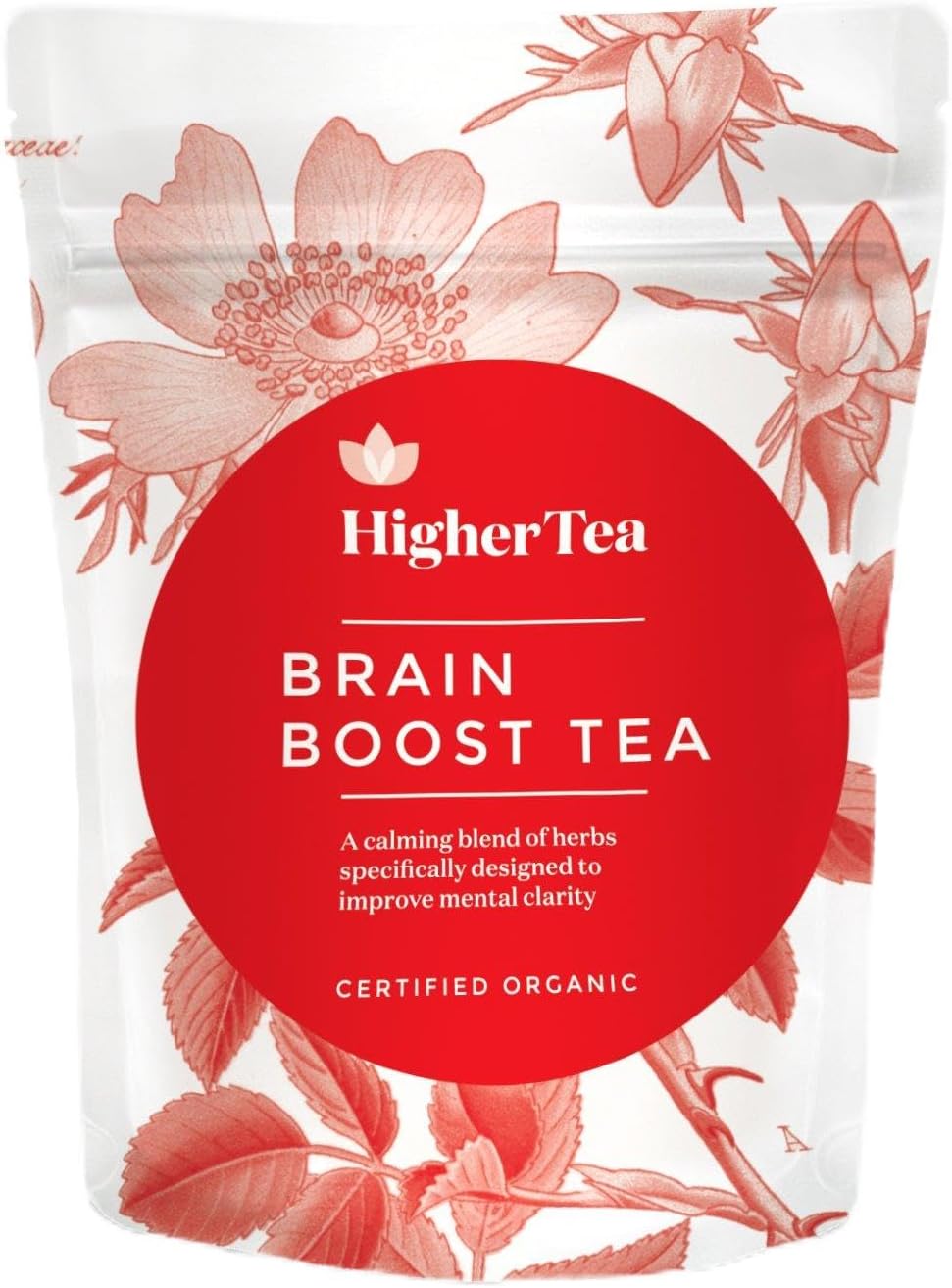 Brain Boost Tea By Higher Tea, Organic Mental Focus Drink Improves Memory Function Naturally, Enhances Clarity, Wellness Without Supplements, Caffeine