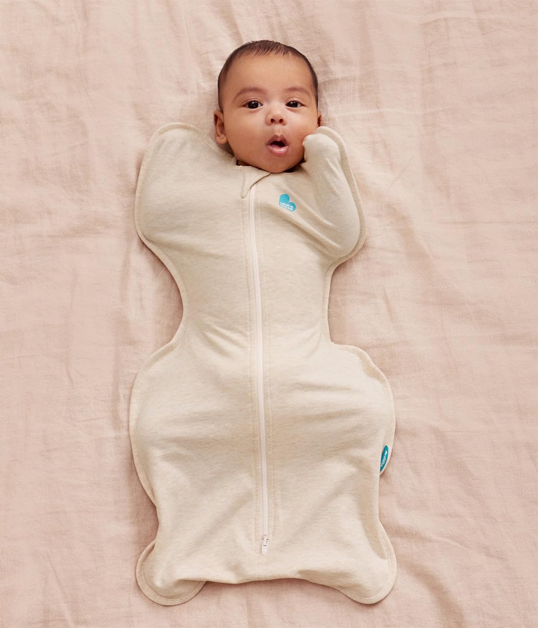 Love To Dream Swaddle UP Baby Sleep Sack, Twin Zipper for Easy Diaper Changes, Arms UP Position, Hip-Healthy, Lightweight & Breathable, Moderates Temperatures 20–24°C, Medium 3-6 Months, Oatmeal
