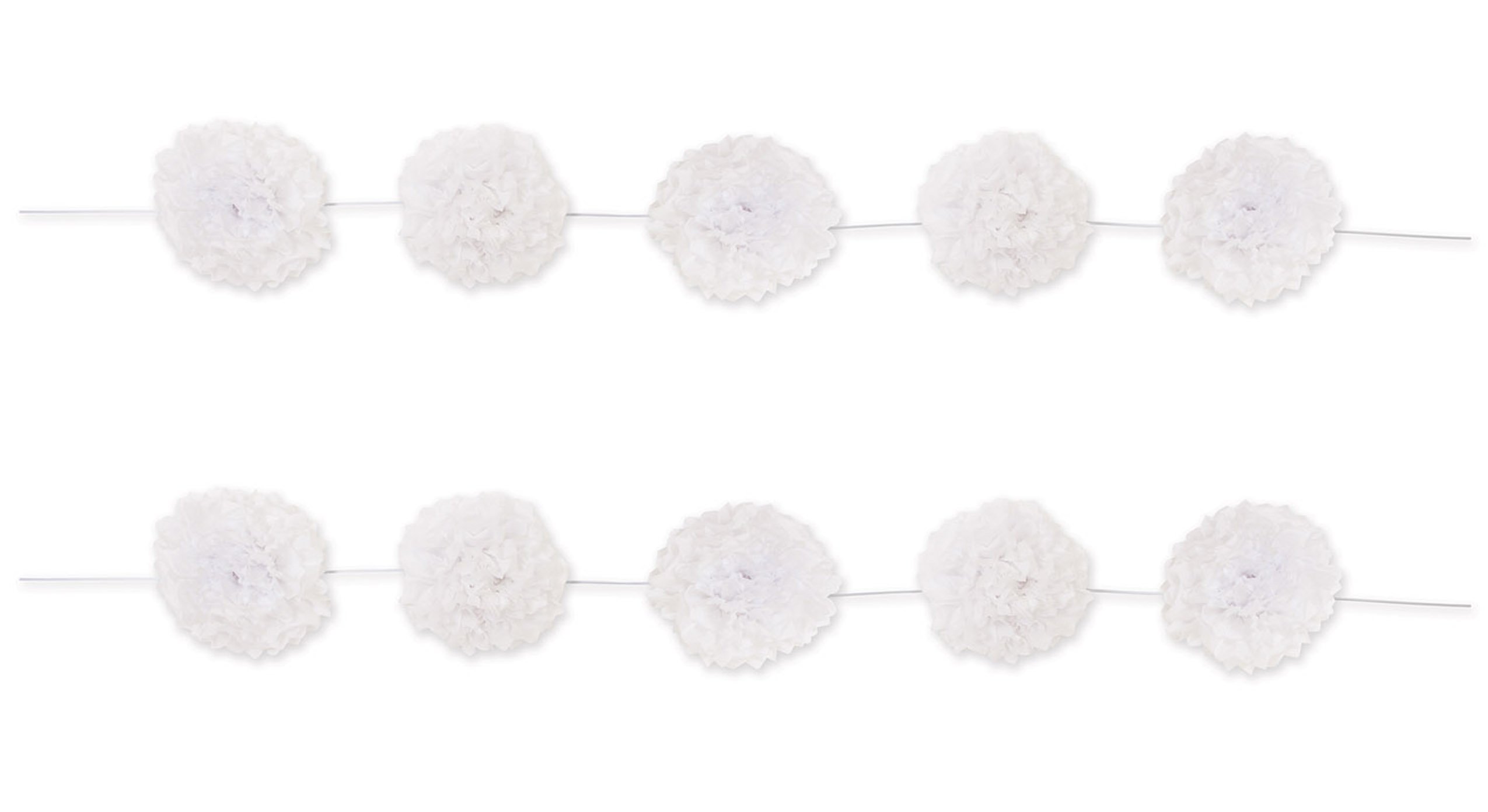 Beistle 52183-W, 2 guirnaldas de Flores de Tejido, 10 Pulgadas x 8 pies (Blanco), Papel