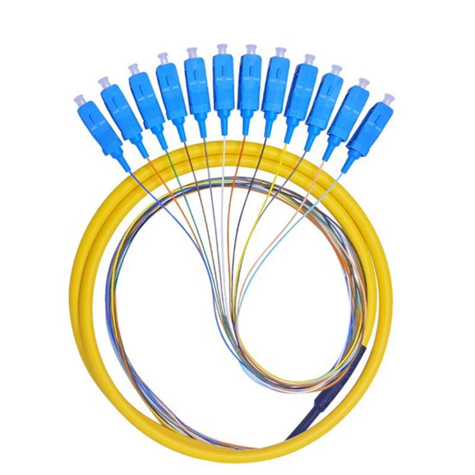 10 unidades SC UPC de 12 núcleos, fibra monomodo en forma de abanico, pigtail LSZH de 12 núcleos, fibra óptica en forma de paquete