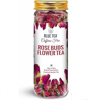 Rose Buds Tea - 30gm - 30 Cups | RICH VITAMIN-C | Beautiful Hair & Skin - Caffeine Free - 100% Natural - Flower Based - Herbal Tea - Vegan - Non-GMO | Featured In Shark Tank | Pet Jar Pack