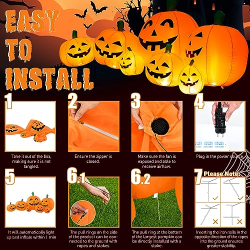 Solpex Halloween Deko, Halloween Inflatable Pumpkin Decoration, 240cm/8FT, 7 Pumpkin Set with 21 LED Lighting for Party, Garden, Lawn… – Ansicht 6