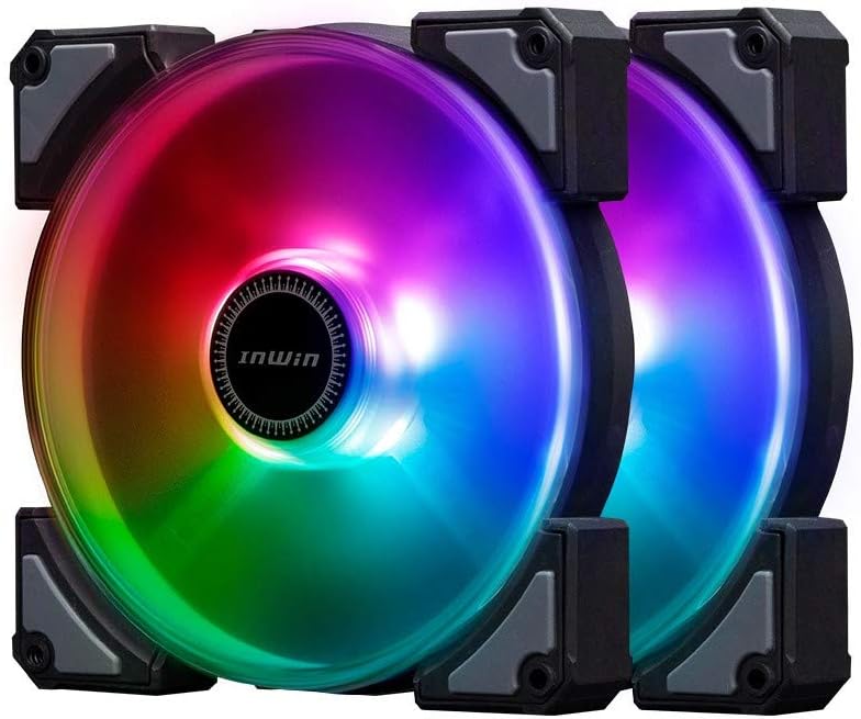 InWin Crown Addressable RGB Twin Fan Kit 120 mm Fan High Performance Cooling Computer Case Static Pressure Modular Fan with Adjustable RGB Controller thumbnail 2