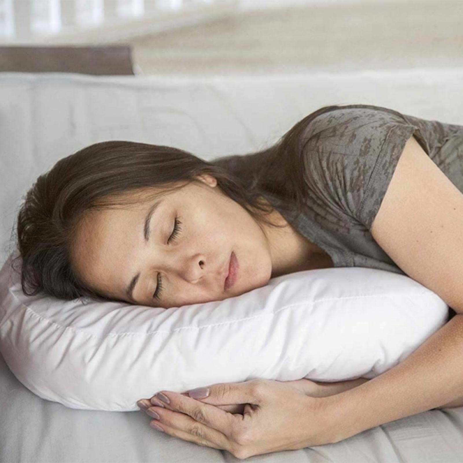 Almohada corporal en forma de U, almohada optimista para de lado, almohada antironquidos de viaje, almohada lateral para reposacabezas de columna vertebral, almohadas de embarazo de tela
