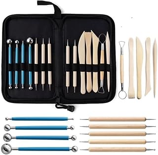 14-Piece Ceramic & Clay Sculpting Tools Set with Bag for Pottery, Wax Carving, Modeling & DIY Crafts