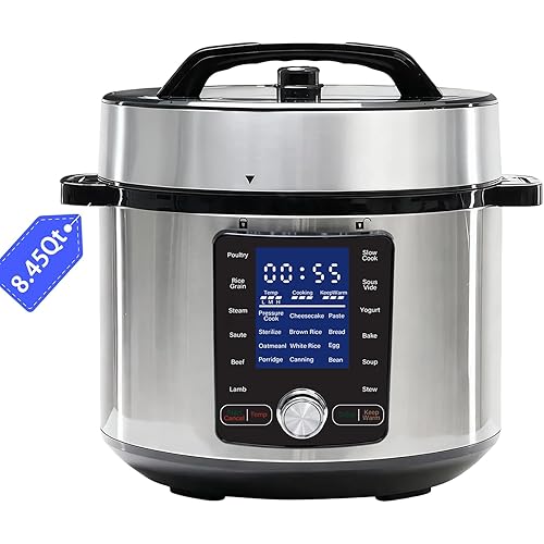 OLIXIS 24-in-1 Large Electric Pressure Cooker 8.45 Quart, Stainless Steel Cooker for Canning, Slow Cook, Yogurt, Steam, Rice, Soup, Bean, Poultry, Beef, Bake & Porridge, Big Family & Party Size