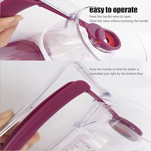 Miniatura 4 de Pilipane Dispensador de masa para panqueques, herramienta imprescindible para la cocina para panqueques, magdalenas, waffles, magdalenas, mezcla de