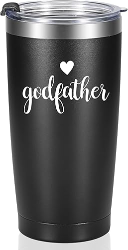 Regalo de padrino, vaso aislado de acero inoxidable con tapa, regalos para padrino de parte del ahijado, regalos de Navidad para el día del padre,