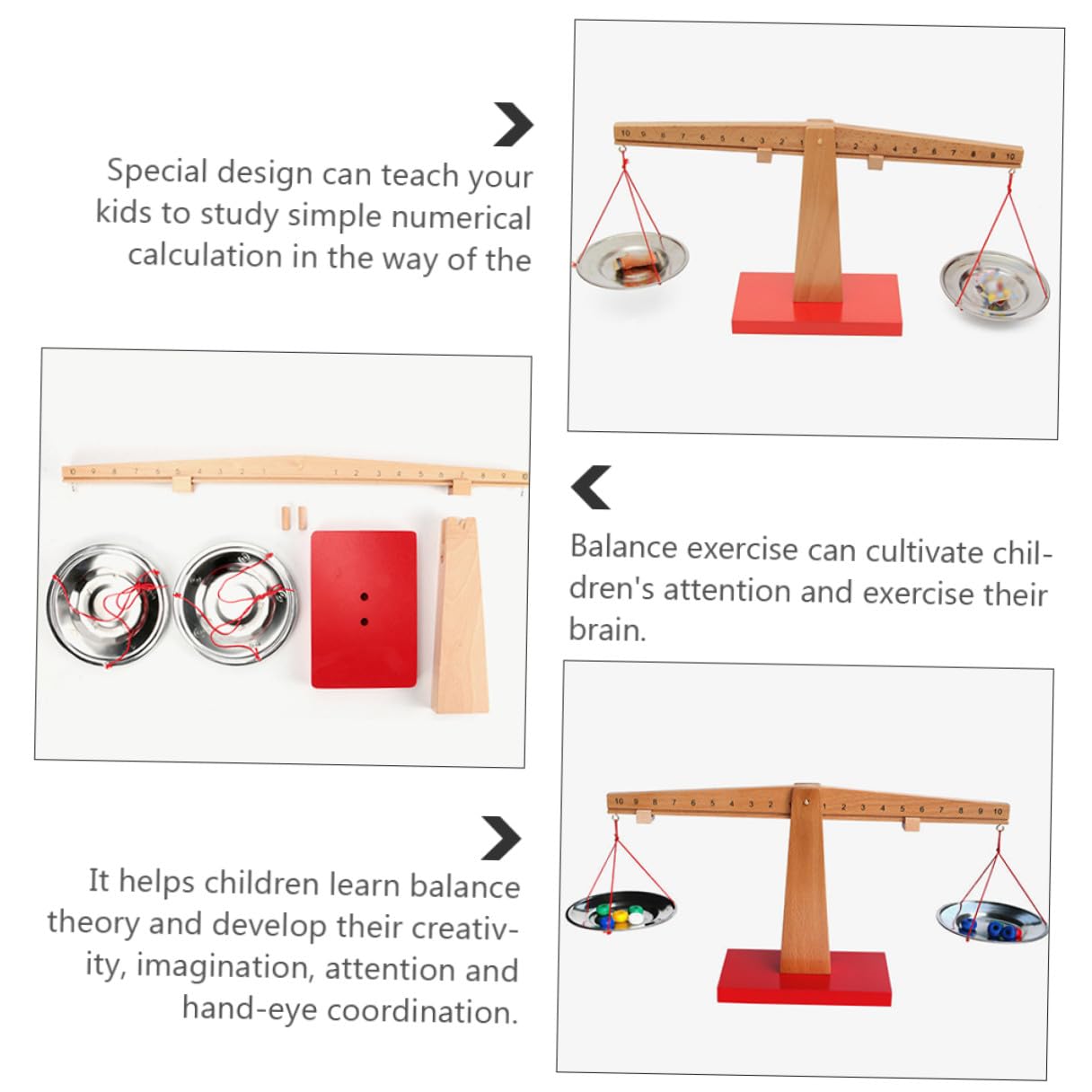 Balanza de Madera Aritmética para Niños, Juguete Matemático Educativo