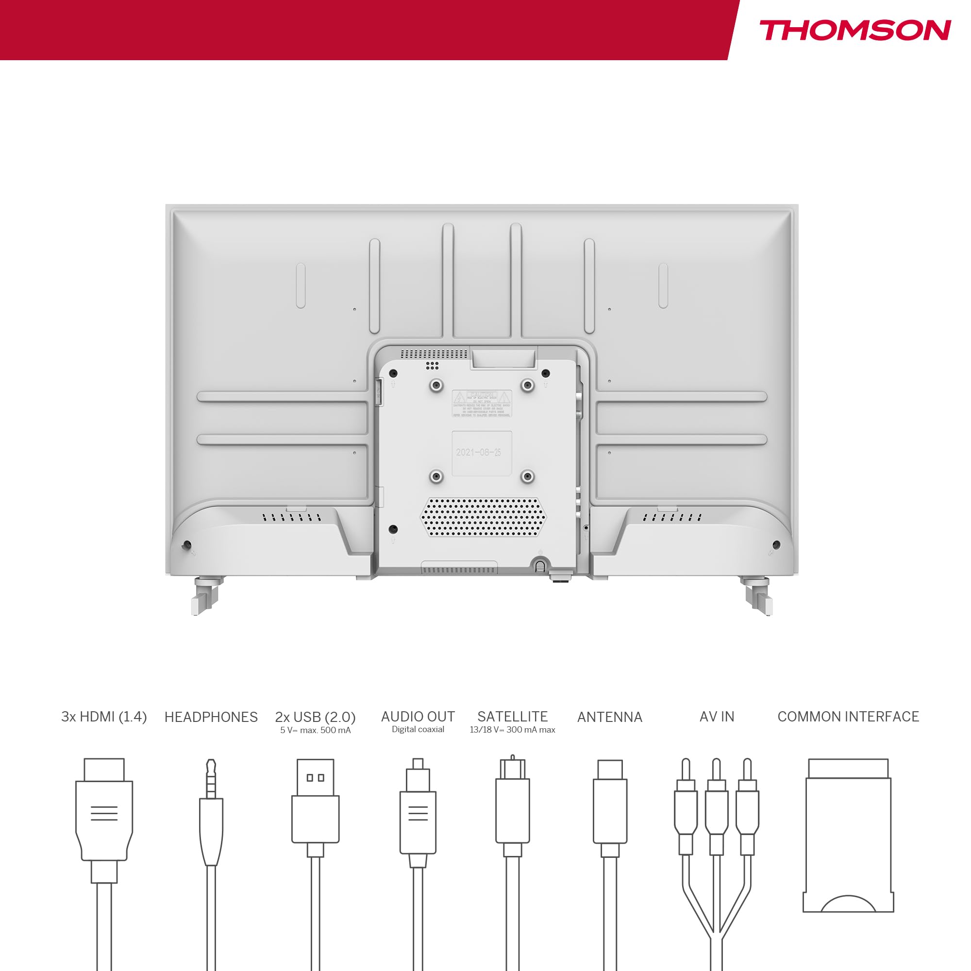 THOMSON 32 Pouces (80 cm) LED HD Blanc Easy TV – Non Smart – Hotel Mode, USB, HDMI, Triple-Tuner (Câble/Satellite/Antenne), CI+, A+ Panneau – 32HD2S13W
