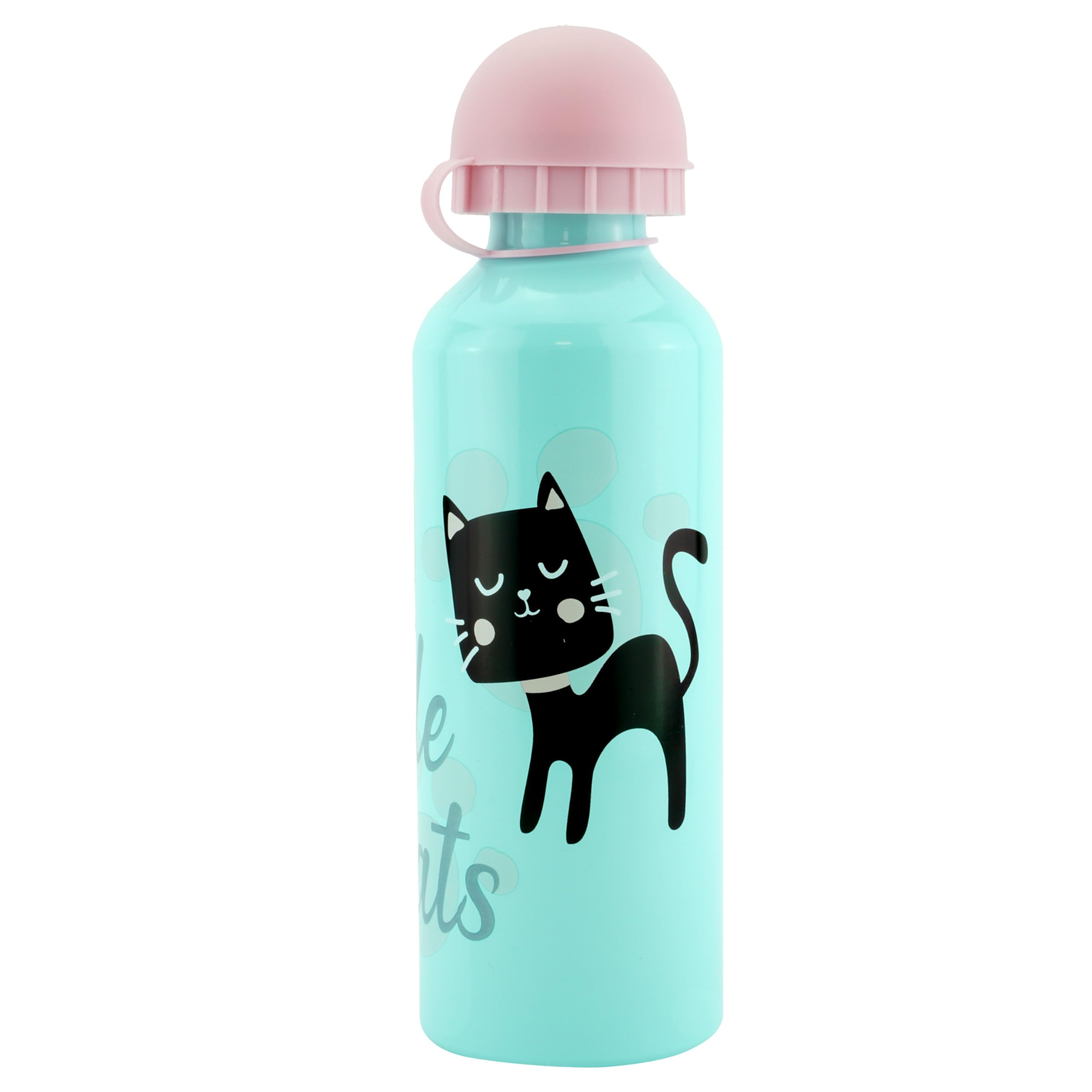 500ml Kids Aluminium Water Bottle – Little Cat Design, BPA-Free & Leakproof – Lightweight Drinking Flask for School, Sports, Travel, Hiking & Outdoor Activities – Ideal for Summer Girls Aged 3+