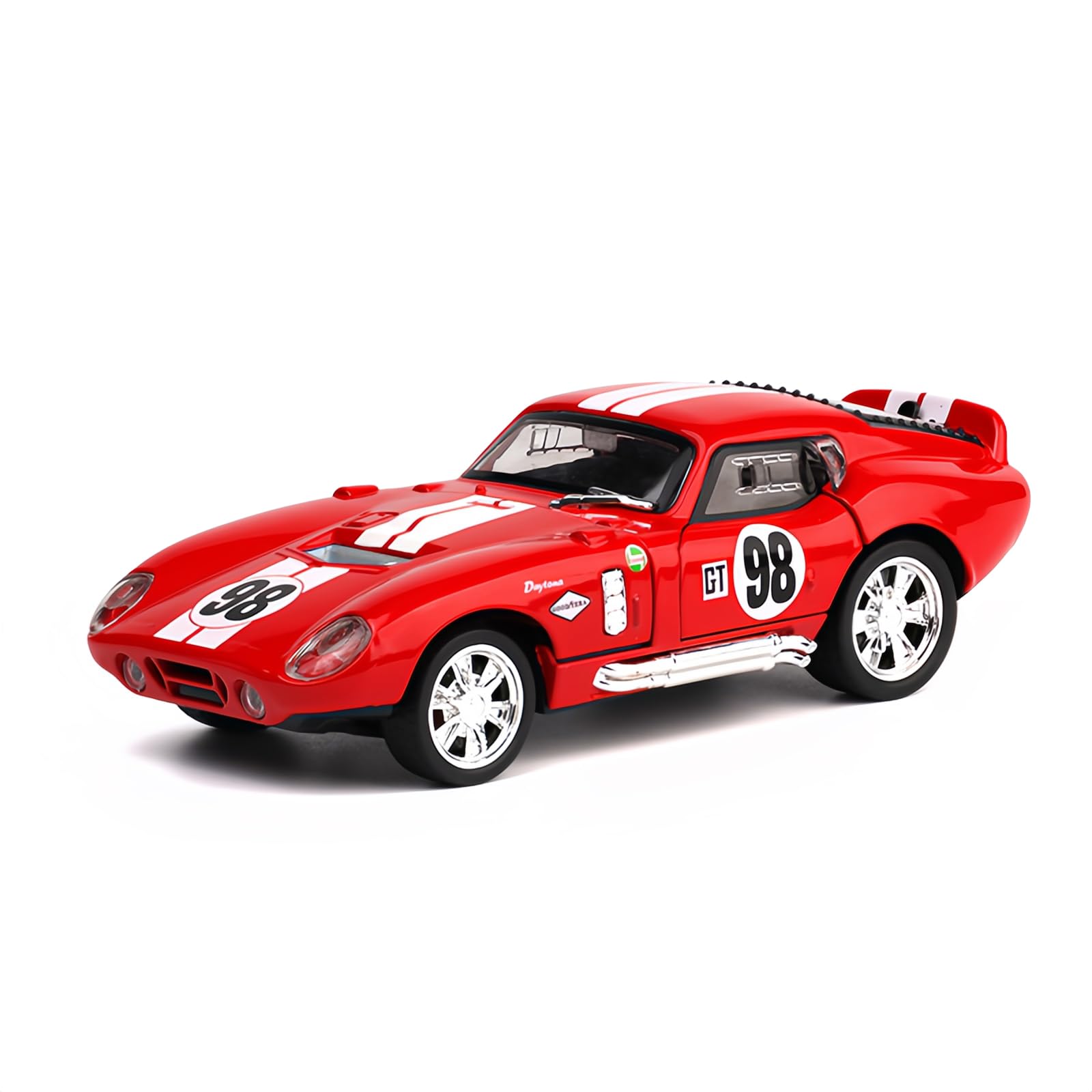 TGRCM-CZ 1/32 Shelby Cobra Model Car, Zinc Alloy Pull Back Vehicles Model Car with Sound and Light for Collectors & Kids 3+ Years Old Birthday Gift(Red)