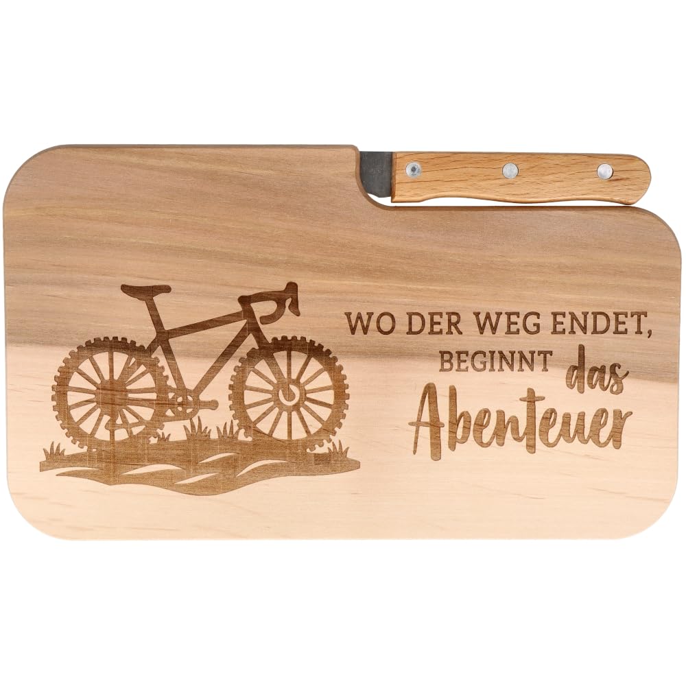 Planche à pain avec couteau gravée pour cycliste et aventurier en plein air