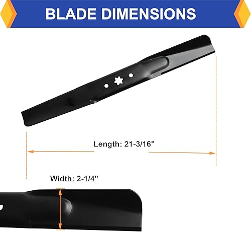 Miniatura 6 de Paquete de 2 cuchillas de repuesto para cortacésped de alta elevación para Troy BiltCub CadetMTD 742-04308, 942-04308, 942-04308A, 742-04312,
