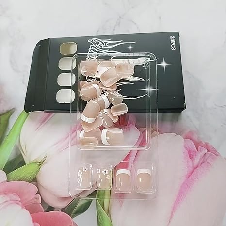 🌸 Spring French Press-On Nails: Short Square Pink