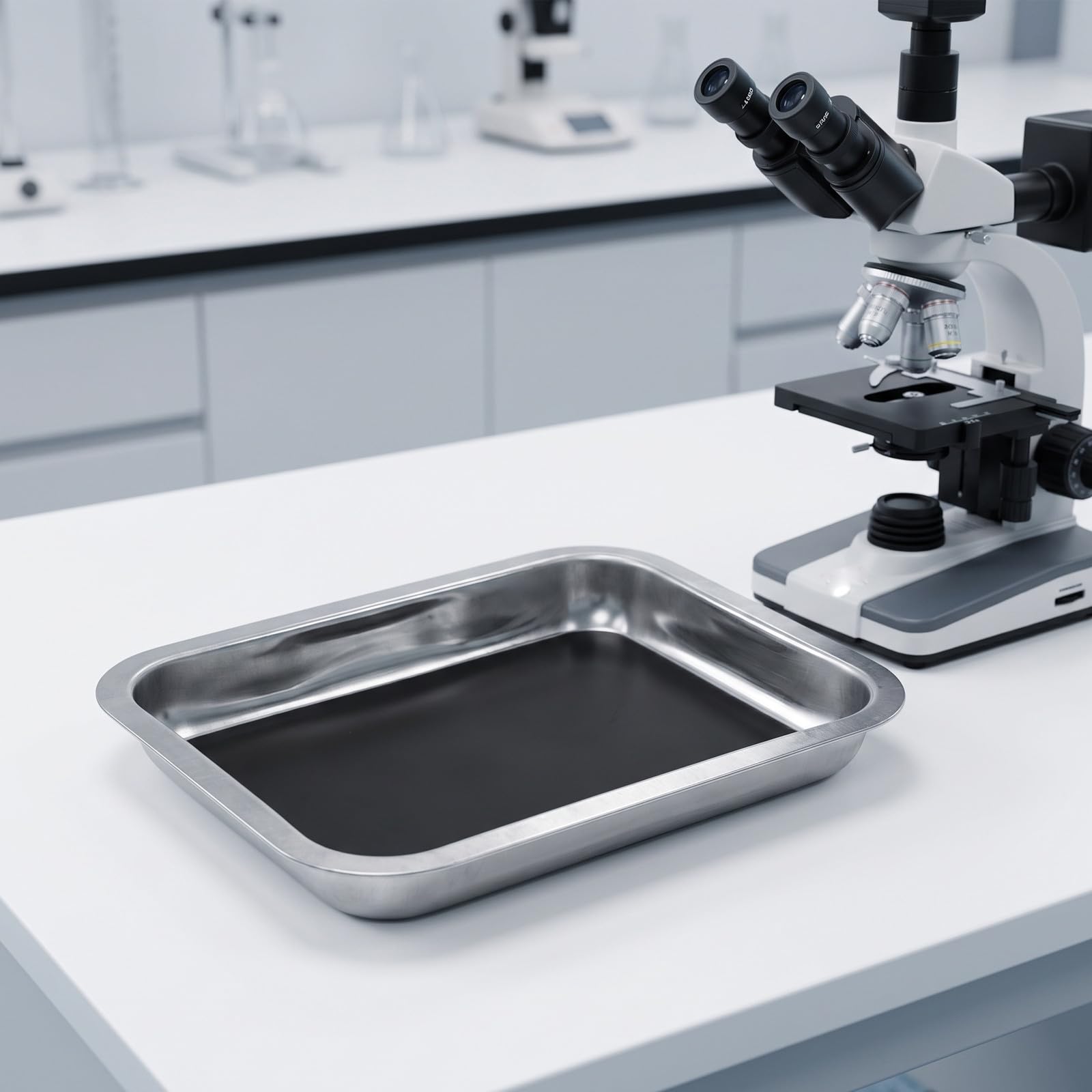 Zerodeko Plateau de Dissection réutilisable en Acier Inoxydable (4 pièces) avec Cire - Idéal pour l'enseignement de la biologie (spécimens, Instruments et Outils) - Matériel pour