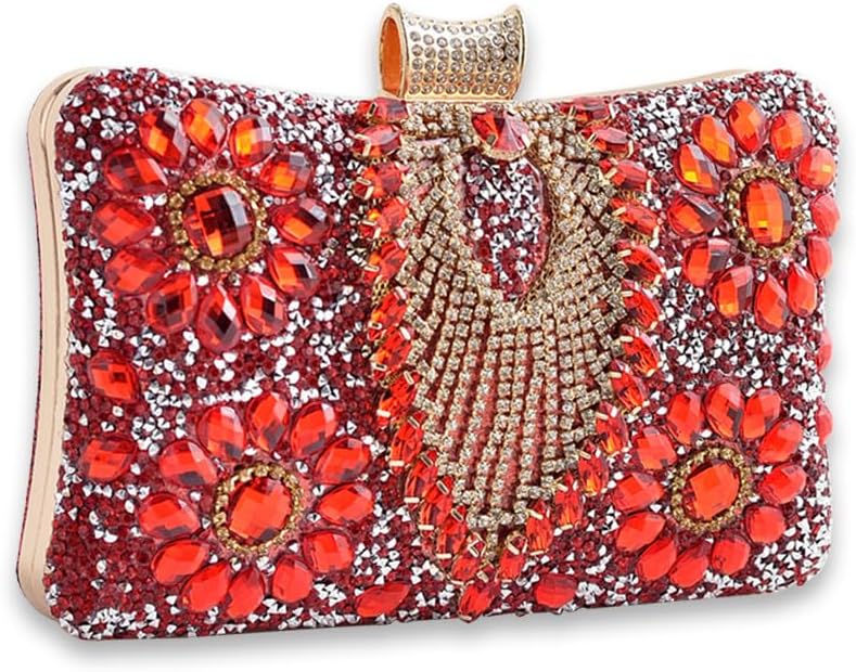 CORIOS Women Rhinestone Evening Bag Multicolor Clutch Bag Bridal Wedding Purse Luxury Crystal Handbag Glitter Shoulder Bag