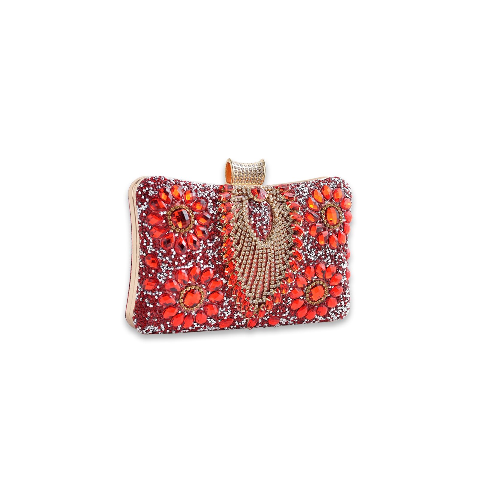 Diamantes de Imitación Clutch para Mujer Bolsa de Noche Bolso de Fiesta Pequeña Bolso de Boda Elegante Bolso de Hombro Lujoso Bolsos Bandolera para Fiesta de Graduación Banquete Rojo