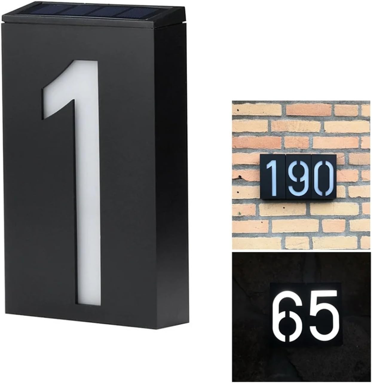 Numeri di Porta Numeri Civici per Esterni Numero Civico Targa Ad Energia Solare Targa per Indirizzo Numero Civico Luci per Portico Esterno con Batteria Ricaricabile Solare, 6