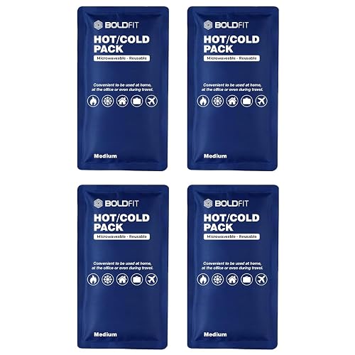 Boldfit Reusable Hot & Cold Ice Pack for Pain Relief Soft Gel Bag for Knee, Back, Shoulder & Neck Ache – Medium Size- Pack of 4