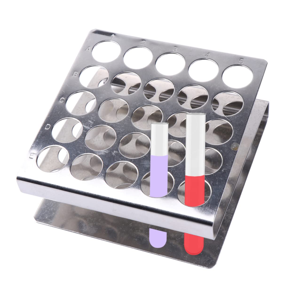 Healvian Support Tube À Essai En Acier Inoxydable 25 Emplacements Porte Éprouvettes Pour Laboratoire Et Fournitures De Laboratoire Scolaire Rangement Pratique Pour Tube À Essai 3.94X3.94X1.77 in