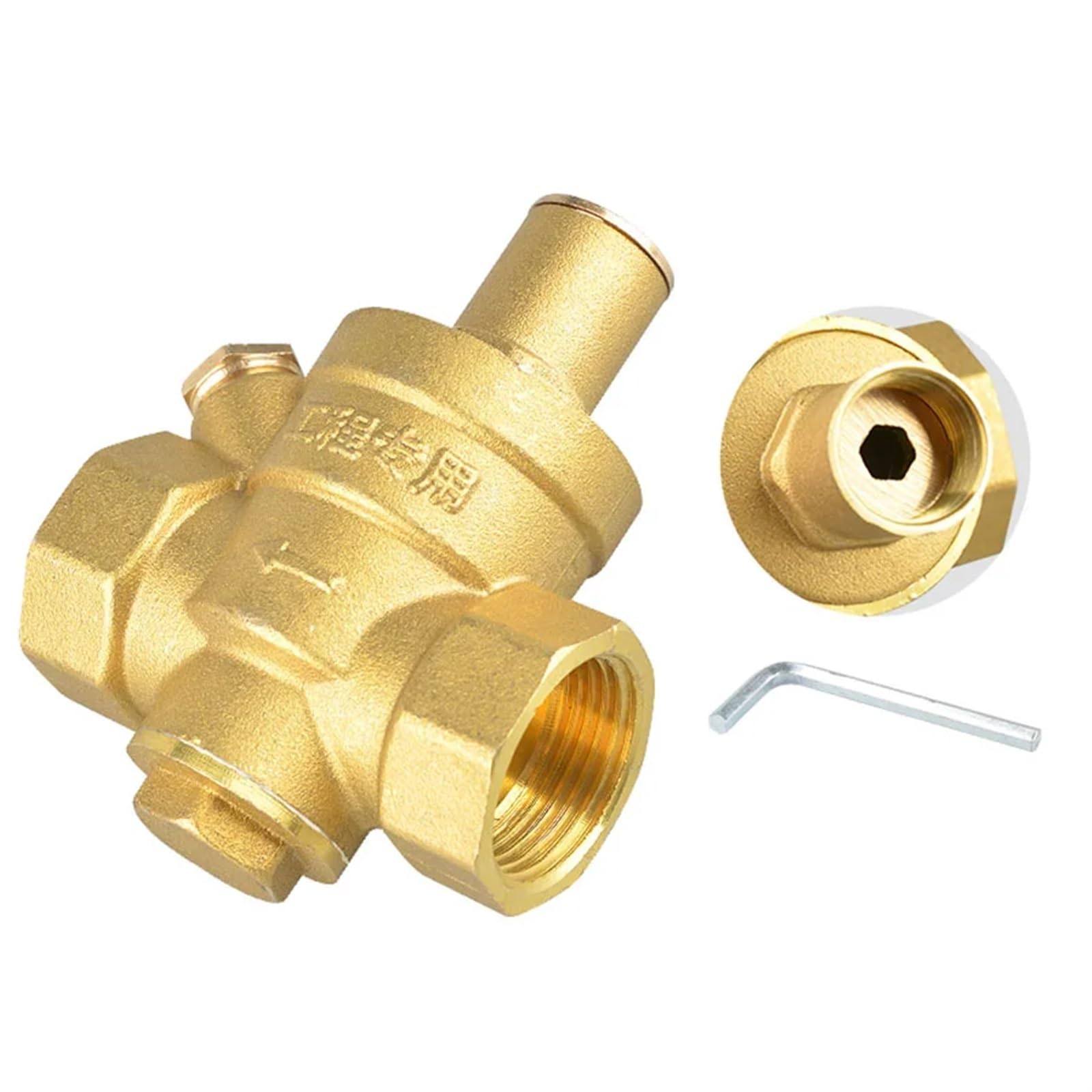 Regulador De Presion Agua Válvula reductora de presión agua latón, regulador DN15/DN20/DN25/DN32, medidor válvula alivio ajustable, G 1/2 "3/4" 1 "2" para Residencias(DN40,Without Gauge)