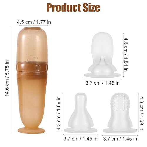 Miniatura 2 de Biberón para bebés, dispensador de alimentos de silicona 3 en 1, alimentador para apretar, biberón multifuncional para bebés, botellas de destete