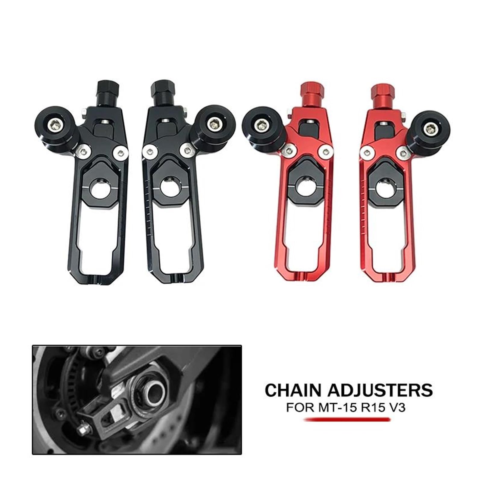Tendicatena Universale per Moto Per R15 V3 MT-15 MT15 MT 15 R 2019-2022 2020 2021 Kit tendicatena perno ruota posteriore moto(Black)