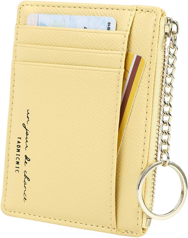 Women's 8 Cards Slim Minimalist Card Holder Coin Changes Purse Keychain Front Pocket Wallet