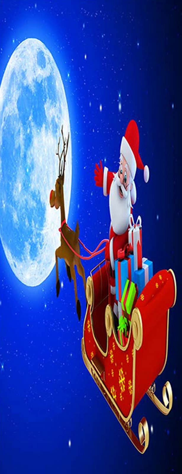 Poster de porte 3D Père Noël pour émerveiller les enfants en hiver